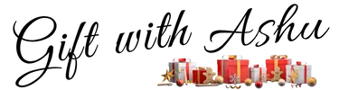 Gift with Ashu website banner which has some gifts under the text gift with ashu